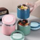 Portable Stainless Steel Breakfast  Cup Soup Bowl Thermal Storage Container Sealed Bento Box With Handle Green_630 ml