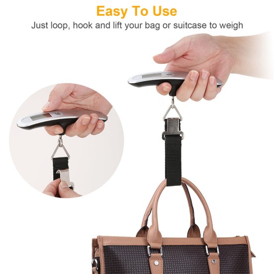 Portable Travel Lcd Digital Electronic Weight Scale Hanging Luggage Scale 110lb/50kg no Backlight