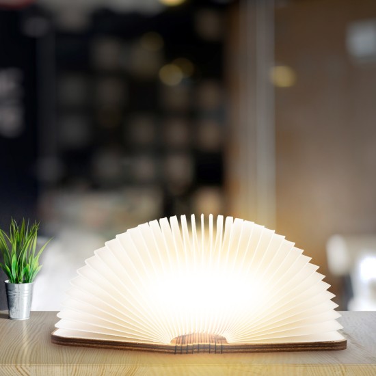 Portable USB Rechargeable LED Light Foldable Wooden Book Lamp for Home Decor Wooden white maple Dupont paper money