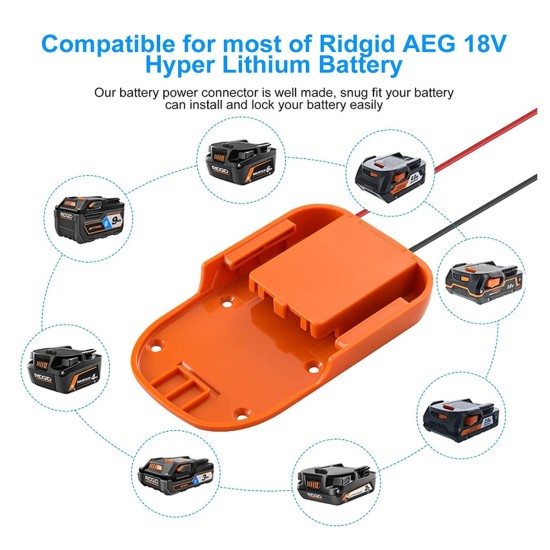 Power Wheel Adapter with Mounting Holes Compatible for Ridgid Aeg 18v Battery Power Connectors