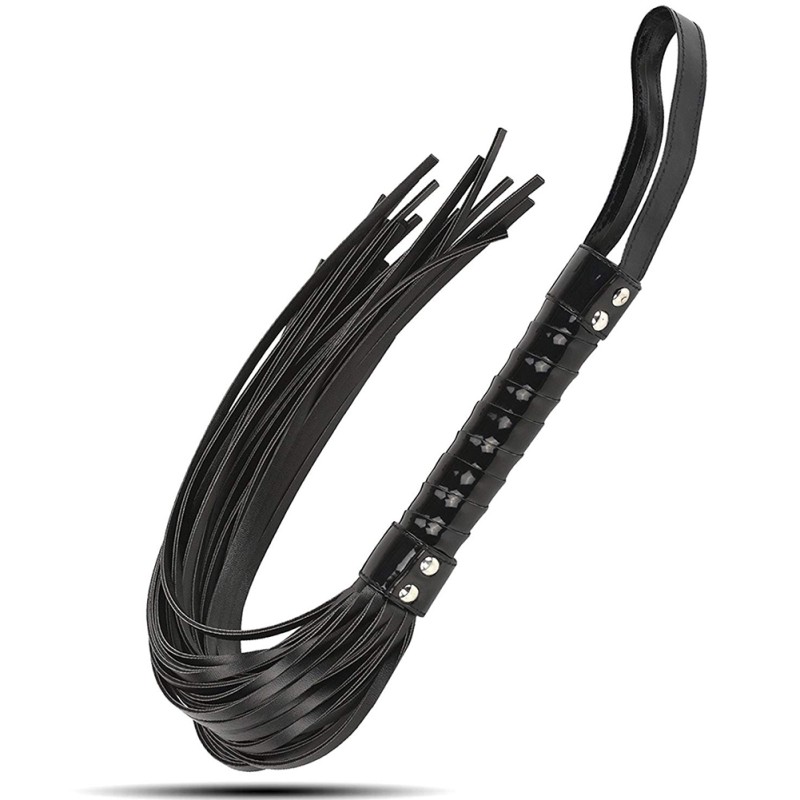 Premium Flogger Erotic Whip BDSM SM Adult Sex Games Black leather - braided handle Premium Flogger Erotic Whip BDSM SM Adult Sex Games Black leather - braided handle