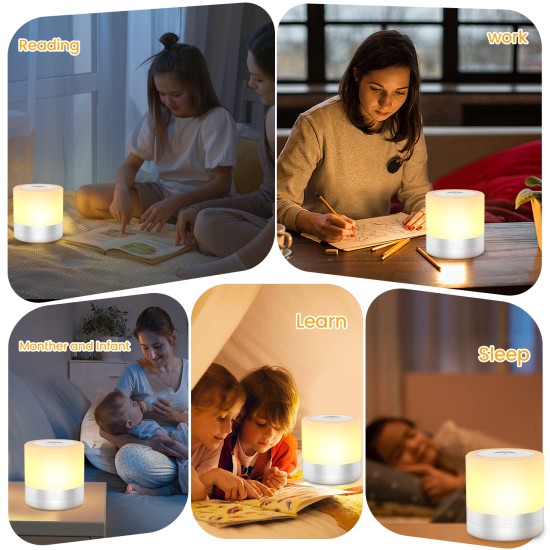 RGB Colorful Night Light 7 Color-Changing Adjustable Brightness Table Lamp with Handle without remote control