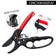 Ratchet Pruning Shears Handle Premium Gardens Clippers for Trimming Rose Floral Tree Live Plants Red Black