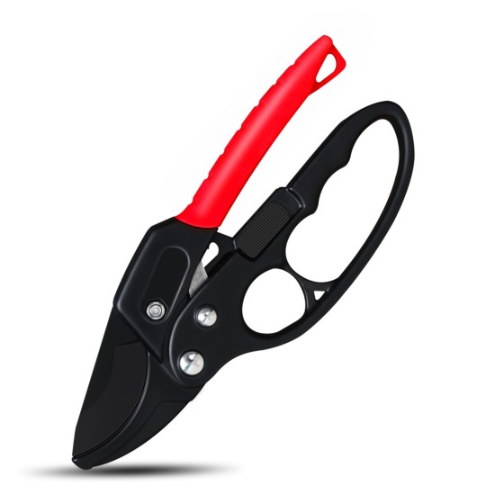 Ratchet Pruning Shears Handle Premium Gardens Clippers for Trimming Rose Floral Tree Live Plants Red Black