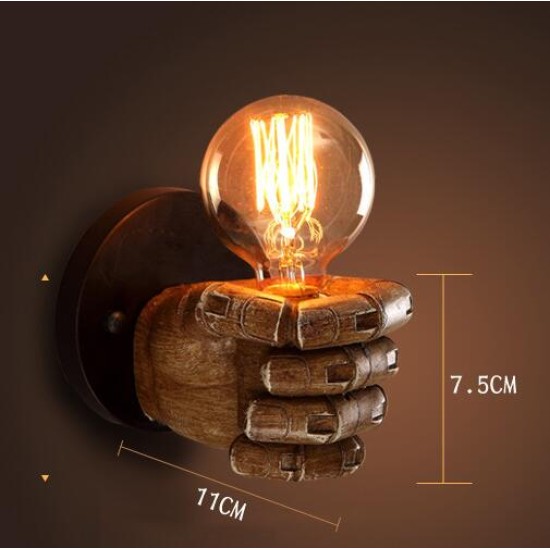 Retro Creative Fist Shape Wall Light E27 Lamp Holder Industrial Style Wall Lamp Restaurant Dinning Hall Living Room Cafe Bar Decoration Right hand