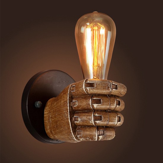 Retro Creative Fist Shape Wall Light E27 Lamp Holder Industrial Style Wall Lamp Restaurant Dinning Hall Living Room Cafe Bar Decoration Right hand