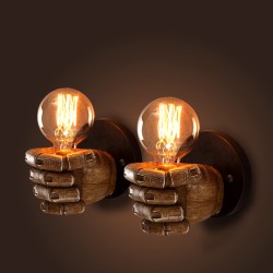 Retro Creative Fist Shape Wall Light E27 Lamp Holder Industrial Style Wall Lamp Restaurant Dinning Hall Living Room Cafe Bar Decoration Left hand