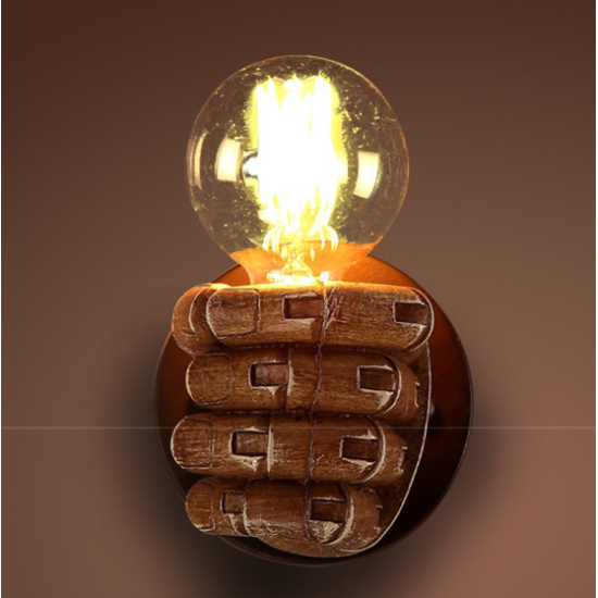 Retro Creative Fist Shape Wall Light E27 Lamp Holder Industrial Style Wall Lamp Restaurant Dinning Hall Living Room Cafe Bar Decoration Left hand