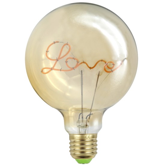 Retro LED Love Letter Lamp G125 Edison Bulb with Yellow Galss Shell for Home Decoration