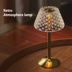 Retro Led Table Lamp Rechargeable Crystal Lampshade Touch Sensor Night Light Touch 3-color model