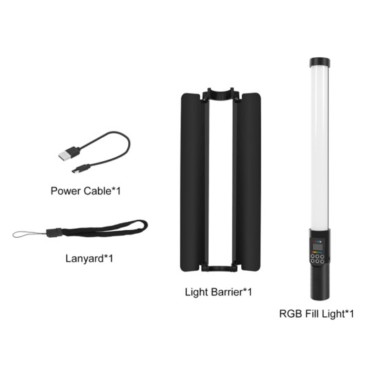 Rgb Handheld Led Light Wand Colorful Photography Lighting Stick Rechargeable Adjustable Color Temperature Photo Studio Fill Lamp RGB stick with shading leaf