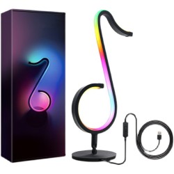 Rgb Magic Colorful Night  Light Simple Musical Note Shape 180 Degrees Rotated Base Bedroom Bedside Wall Decoration Atmosphere Lamp RGB Symphony Bluetooth APP