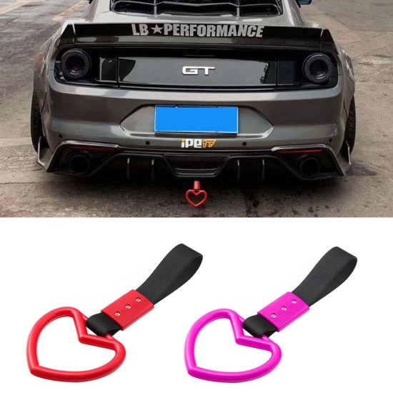 Ring Heart Train Bus Handle Hand Strap Drift Charm Strap Drift Auto Accessories Car Styling Black belt pink heart