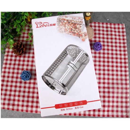 Rotisserie Grill Roaster Drum Oven Basket Baking Fit for Coffee Beans Peanut BBQ 20 * 11.7cm