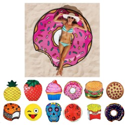 Round Shape Chiffon Beach Towel for Outdoor Camping Mat Pizza_Chiffon (80g)