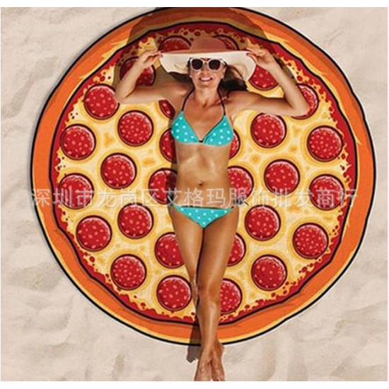 Round Shape Chiffon Beach Towel for Outdoor Camping Mat Pizza_Chiffon (80g)