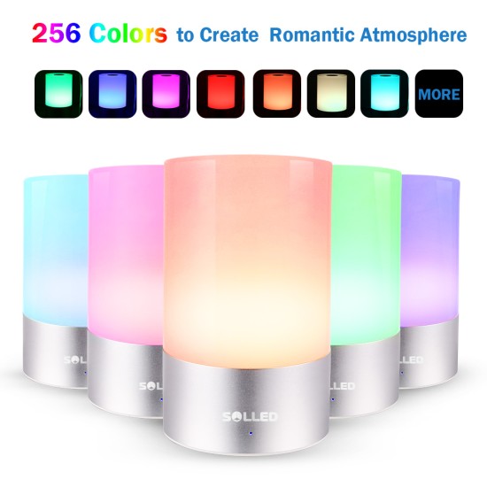 SOLLED Rechargeable LED Bedside Lamp 256 Color Changing RGB Atmosphere Light Mood Light