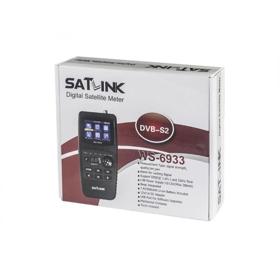 Satellite Finder Satlink Ws-6933 Digital Satfinder Dvb-s2 2.1-inch Lcd Screen Display Sat Meter Detector EU Plug