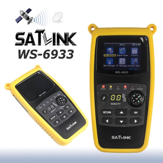 Satellite Finder Satlink Ws-6933 Digital Satfinder Dvb-s2 2.1-inch Lcd Screen Display Sat Meter Detector US Plug