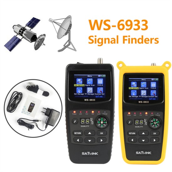 Satlink Ws-6933 Digital  Satellite  Finder 2.1-inch Lcd Display Screen Dvb-s2 Satellite Probe Meter Support Disseqc 1.0/1.1 And 22khz Tone AU plug