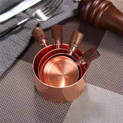 Sauce Pot with Rosewood Wooden Handle Sauce Cup Plate for Cooking Utensils 1/3 copper cup with wooden handle