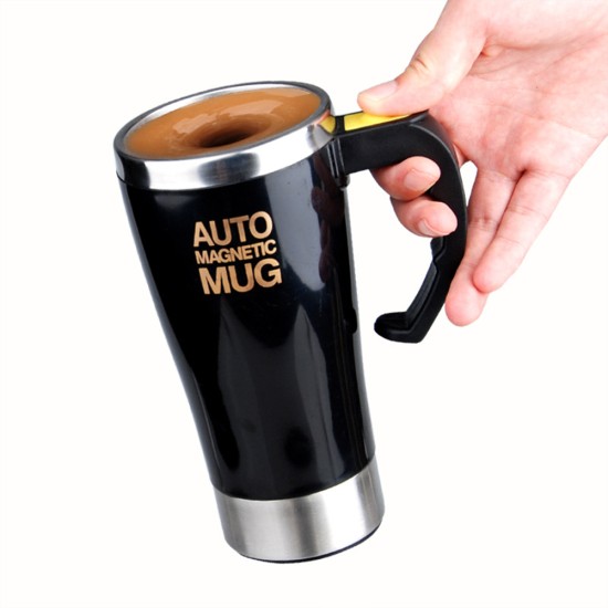 Self-stirring  Cup Stainless Steel 450ml Ultra-quiet Electric Automatic Blending Coffee Cup Black