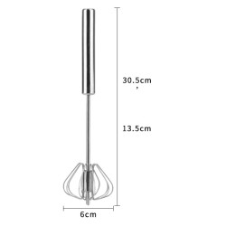 Semi-automatic Mixer Egg Beater Manual Self Turning Stainless Steel Whisk Hand Blender 12 Inches