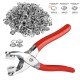 Sewing Button Hollow Piercing Ring Press Studs Earrings Snap Fastener Pliers Tool Set 100 Sewing Button+ Pliers