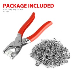 Sewing Button Hollow Piercing Ring Press Studs Earrings Snap Fastener Pliers Tool Set 100 Sewing Button+ Pliers