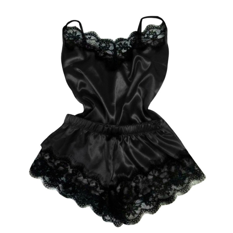 Sexy Lingerie Women Silk Lace Casual Loose Solid Sleeveless Dress Babydoll Nightdress Nightgown Sleepwear black_XXL Sexy Lingerie Women Silk Lace Casual Loose Solid Sleeveless Dress Babydoll Nightdress Nightgown Sleepwear black_XXL