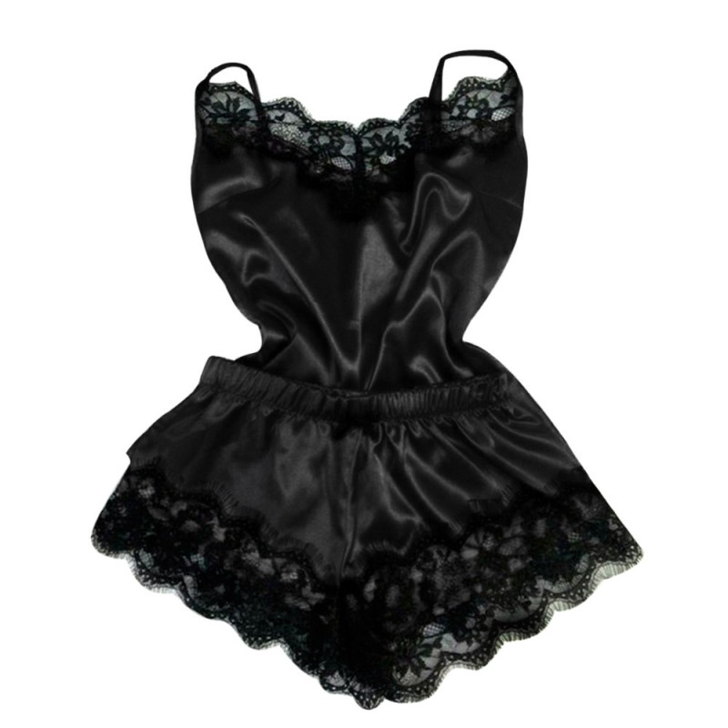 Sexy Lingerie Women Silk Lace Casual Loose Solid Sleeveless Dress Babydoll Nightdress Nightgown Sleepwear black_XXL Sexy Lingerie Women Silk Lace Casual Loose Solid Sleeveless Dress Babydoll Nightdress Nightgown Sleepwear black_XXL