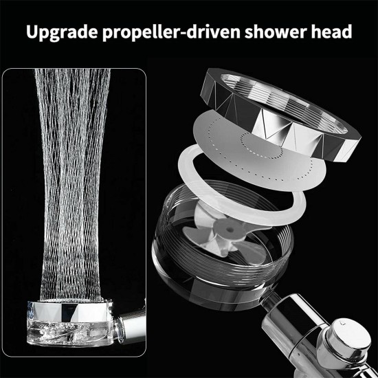 Shower Head Multi-color Water Saving Flow Detachable 360 Rotating High Pressure Nozzle with Turbo Fan Purple