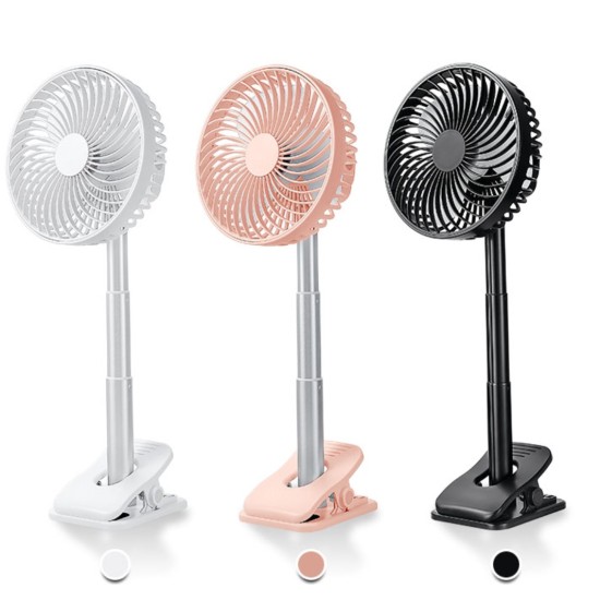 Silent Mini Fan Electric USB Charging Telescopic Stand Fan for Home Office Pink