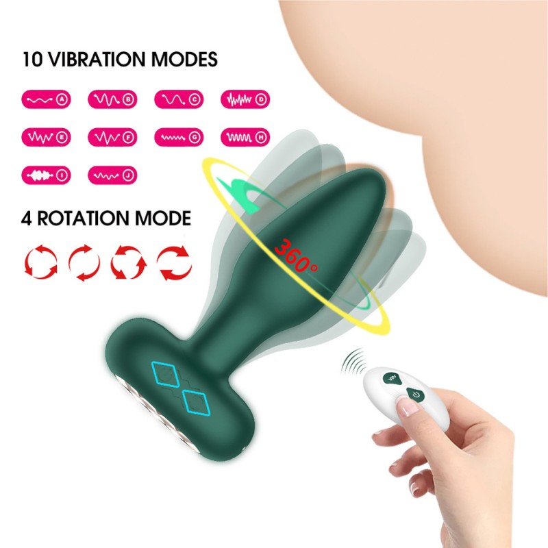 Silicone Anal Plug Vibrator 9 Vibration Modes Remote Control Butt Plug Prostate Massager RC version Green Silicone Anal Plug Vibrator 9 Vibration Modes Remote Control Butt Plug Prostate Massager RC version Green