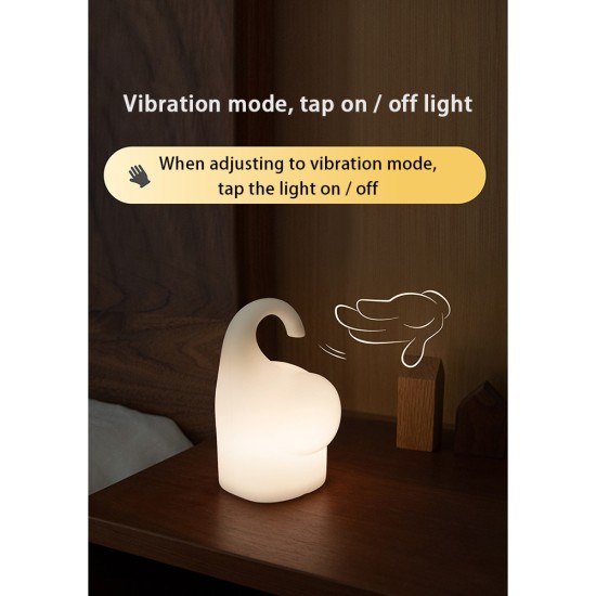 Silicone Elephant Led Night Light Bedside Table Lamp Child Holiday Gifts Built-in 1200mah Lithium Battery Warm White