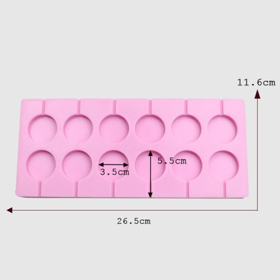 Silicone Lollipop Mold, 12-Capacity Candy Mold, Soap Chocolate Mould with Sticks, for Party Home Candies DIY Making Pink