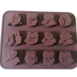 Silicone Mold DIY Cute 12 Holes Owl Shape Chocolate Candy Cake Mould Baking Tool 20*15.3*1.6cm