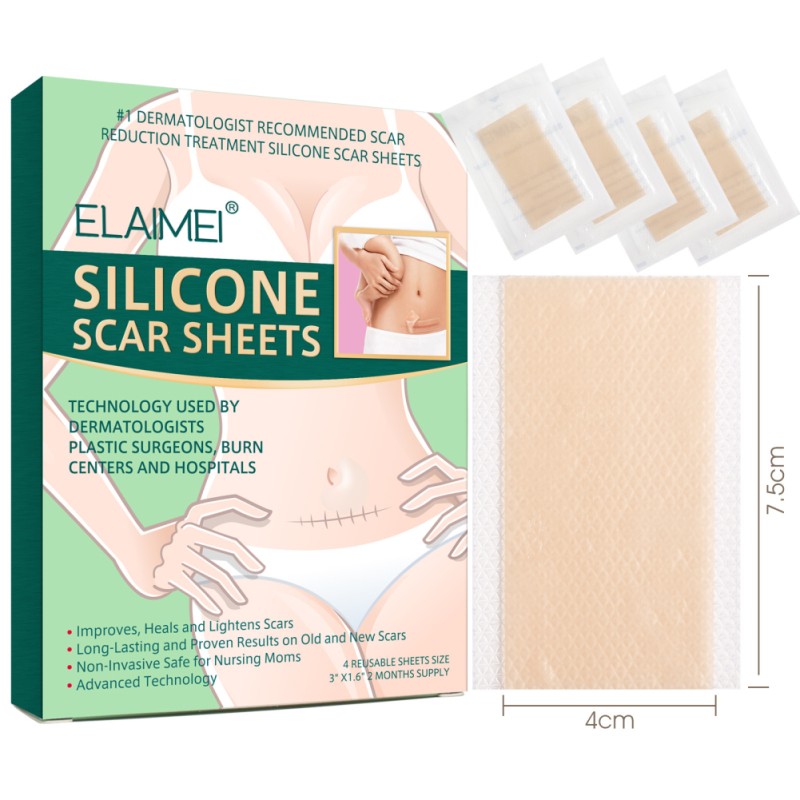 Silicone Scar Sheets Self-adhesive Scar Tape Scar Removal Strips For Acne Scars C-section Keloid Surgery Scars Treatment 4pcs/box Silicone Scar Sheets Self-adhesive Scar Tape Scar Removal Strips For Acne Scars C-section Keloid Surgery Scars Treatment 4pcs/box