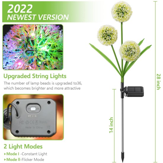 Solar Dandelion Garden Lights IP65 Waterproof Simulation Lamp for Yard Patio Garden Decor 3 Head 36LED