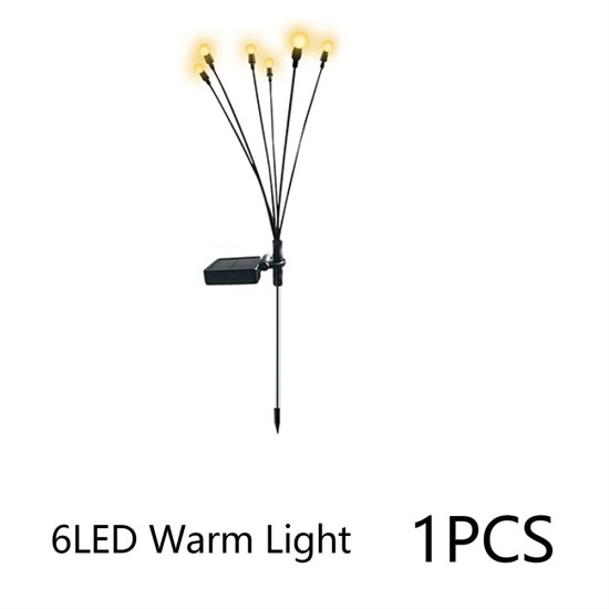 Solar Floor Light Garden Decoration Firefly Lamp Ip65 Waterproof Courtyard Lawn Lamp Camping Light 6 heads warm light