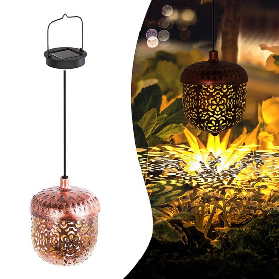 Solar Led Lamp Pine Cone Shaped Hanging Lantern Waterproof Chandelier single pack