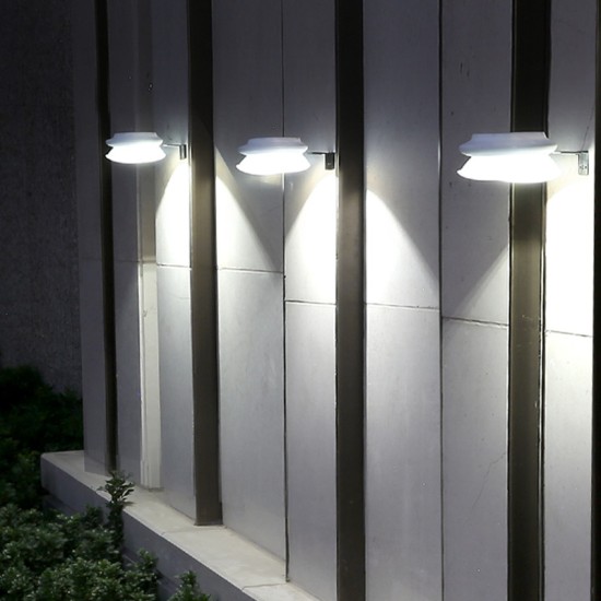 Solar Lights Outdoor LED Bright Lamp Waterproof Wall Light for Garden Decoration White light_White shell