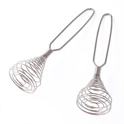 Spring Coil Wire Whisk Hand Mixer Blender Egg Beater Stainless Steel Tool Silver