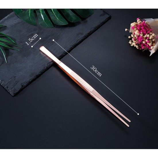 Stainless Steel Kitchen Mint Leaf Tweezer Food Tongs Tool Bar Accessories Rose gold