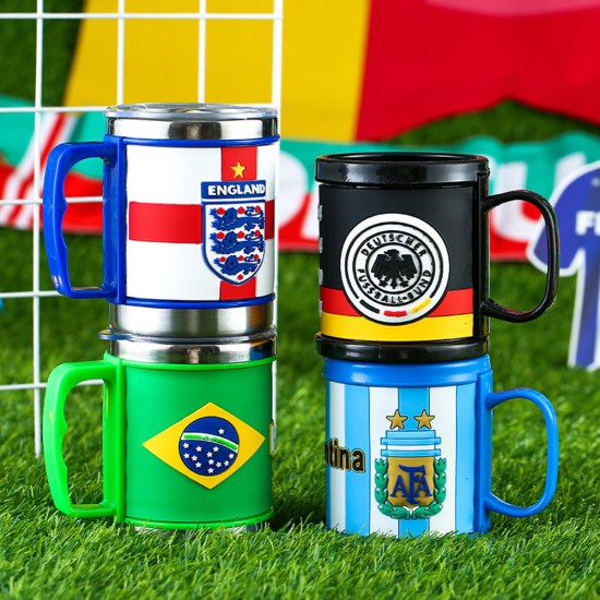 Stainless Steel Mug Cup 2022 Football World Cup Water Cup Fans Souvenir Gifts for Coffee Tea Soup Brazil