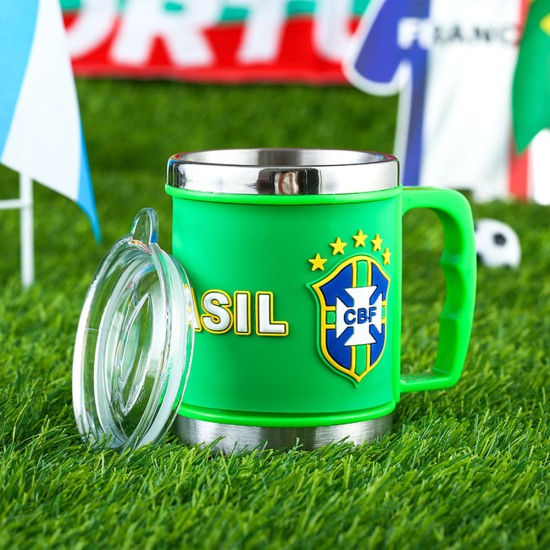 Stainless Steel Mug Cup 2022 Football World Cup Water Cup Fans Souvenir Gifts for Coffee Tea Soup Brazil