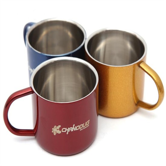 Stainless Steel Outdoor Portable Water  Cup With Lid Anti-scalding Ultra-light Exquisite Workmanship Mini Camping Vacuum Mug Red