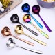 Stainless Steel Soup Spoon for Home Kitchen Cooking Sauce Spoon Trumpet blue soup spoon