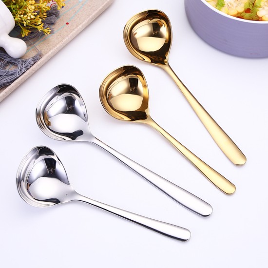 Stainless Steel Soup Spoon for Home Kitchen Cooking Sauce Spoon Trumpet blue soup spoon