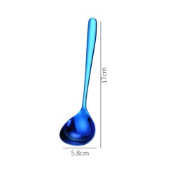 Stainless Steel Soup Spoon for Home Kitchen Cooking Sauce Spoon Trumpet blue soup spoon